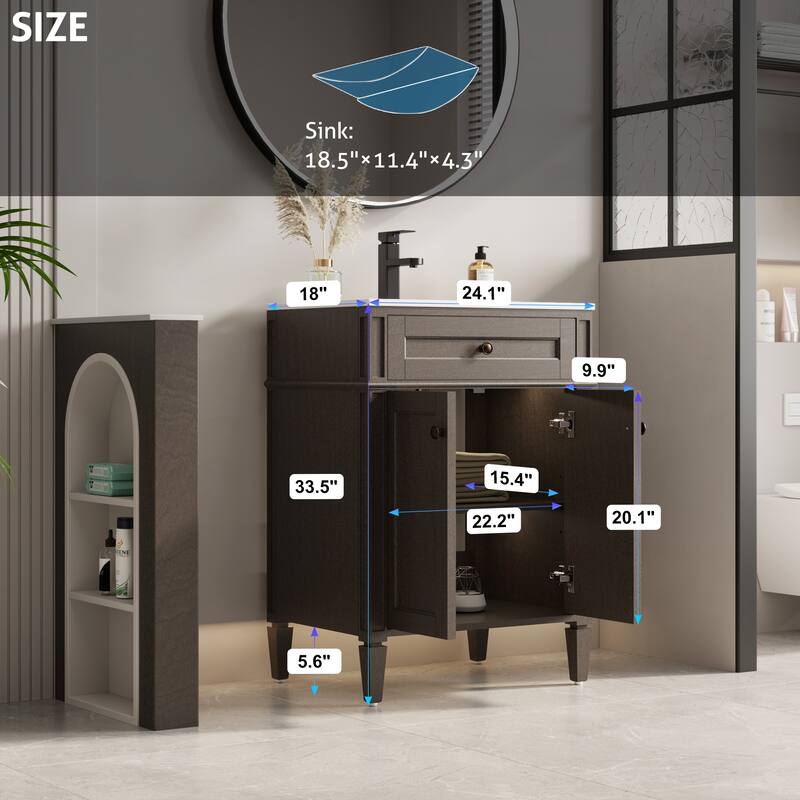 Retro Bathroom Vanity W/ Drop in Sink Combo Cabinet Set