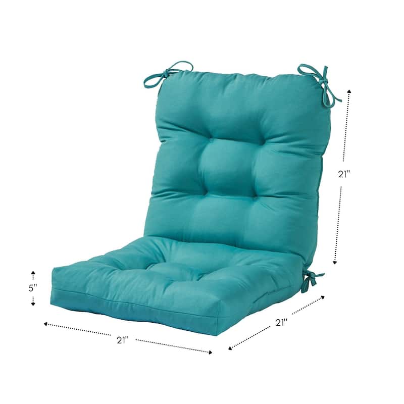 21 x 42-inch Solid Color Outdoor Seat/Back Chair Cushions (Set of 2) (Cushions Only)