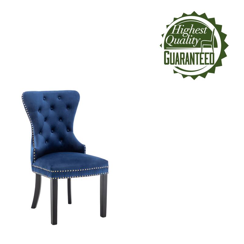 Porthos Home Caja Tufted Velvet Dining Chairs with Rubberwood Legs, Set of 2