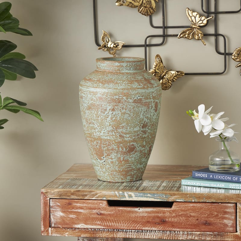 Ceramic Antique Style Textured Patina Decorative Vase - Brown - Roche River Decor