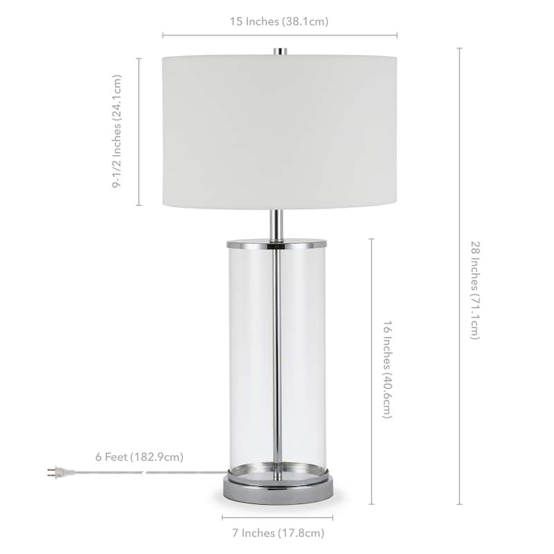 Rowan Classic Glass Table Lamp with Linen Shade (Optional Finishes)