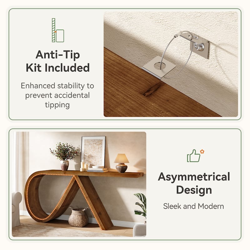 57" Solid Wood Console Table for Entryway, Living Room, Narrow Long Sofa Table - 57.08" L x 11.81" W x 31.5" H