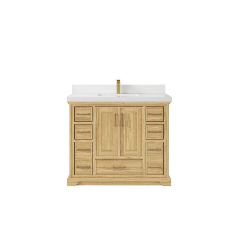 Willow Collections 42 in. W x 22 in. D Charlotte Teak Single Sink Bathroom Solid Teak Vanity with Countertop