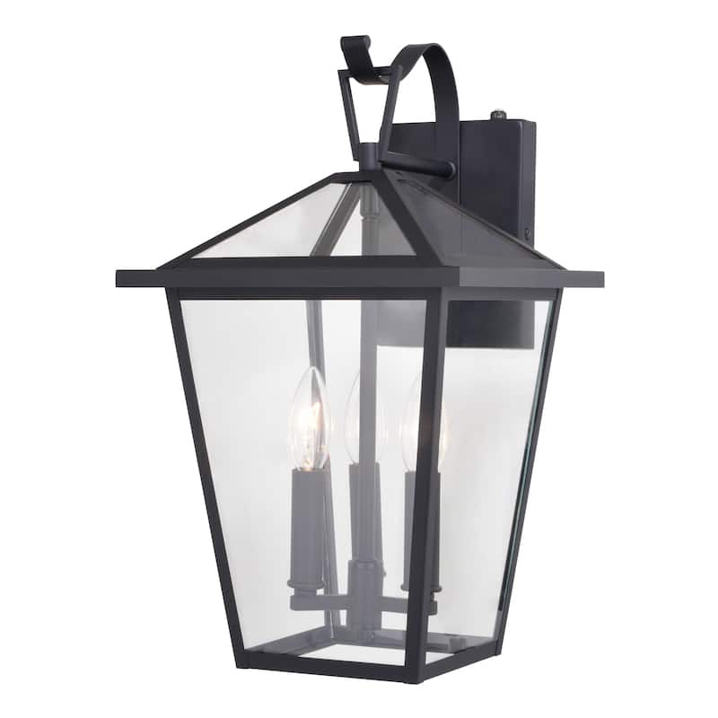 Derby Dusk to Dawn Outdoor Wall Light Lantern Clear Glass Shade, LED Compatible