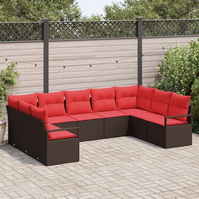 vidaXL 10 Piece Garden Sofa Set with Cushions - 113.8×69.7×27.2