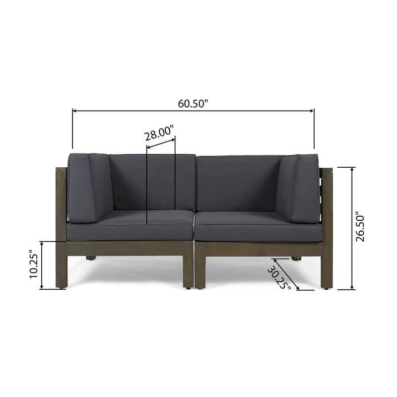Roomfitters Outdoor 2-Piece Loveseat Set with Acacia Wood Frame and Weather-Resistant Cushions