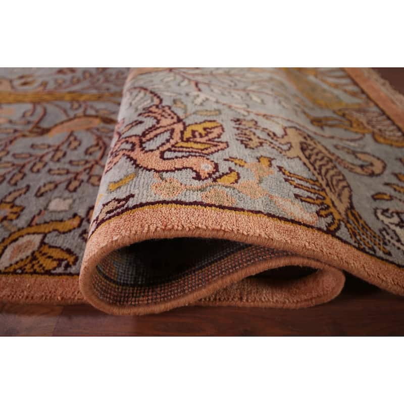 Animals Design Gray Ziegler Oriental Area Rug Handmade Wool Carpet - 7'9"x 9'9"