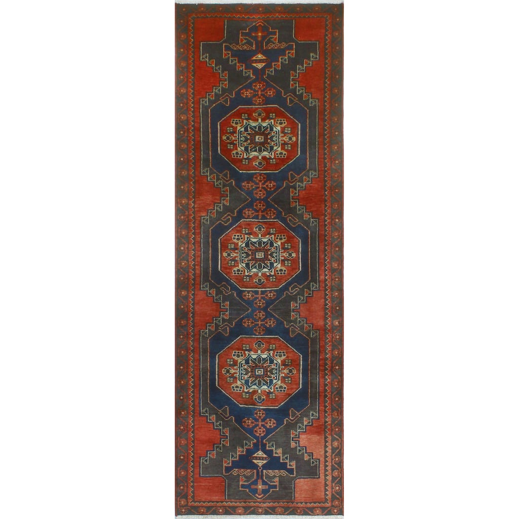 Fine Vintage Distressed Chatham Blue/Charcoal Runner - 3'1" x 9'6"