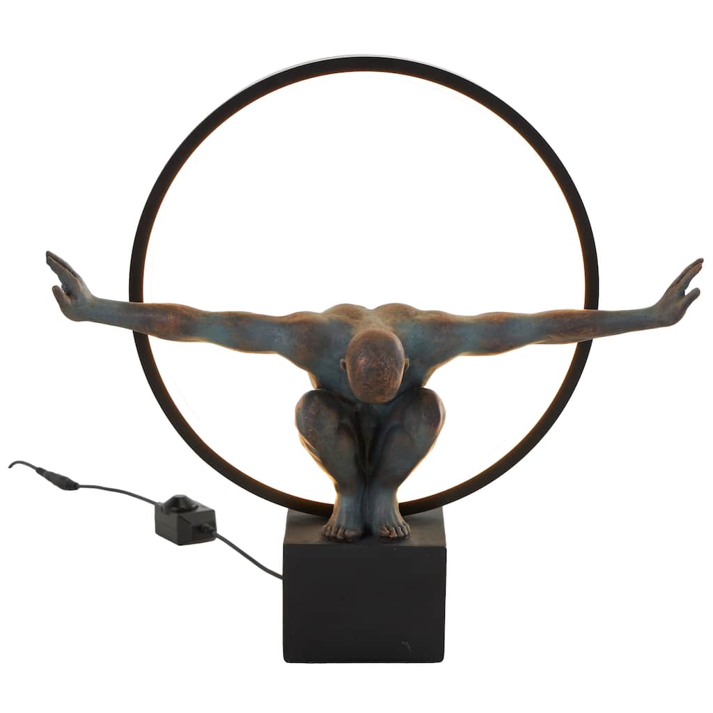 Resin People Posing Room Table Lamp with Circle and Square Base - Multi Colored - Roche River Decor