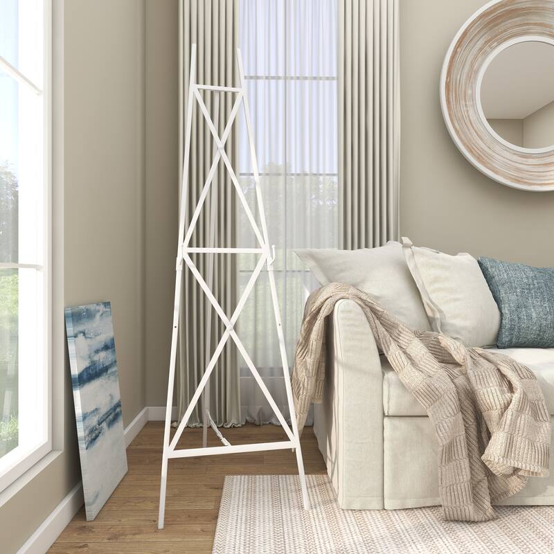 White Metal Tall Adjustable 2 Tier Display Easel with Chain Support