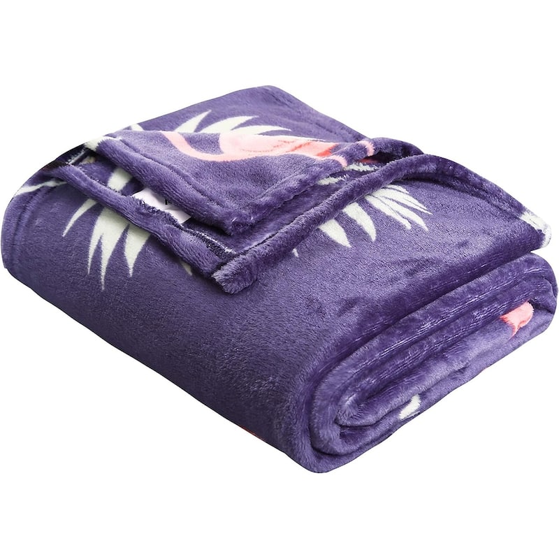 Décor&More Summertime Whimsy Plush Fleece Throw Blanket (50" x 60") - Pink Flamingo
