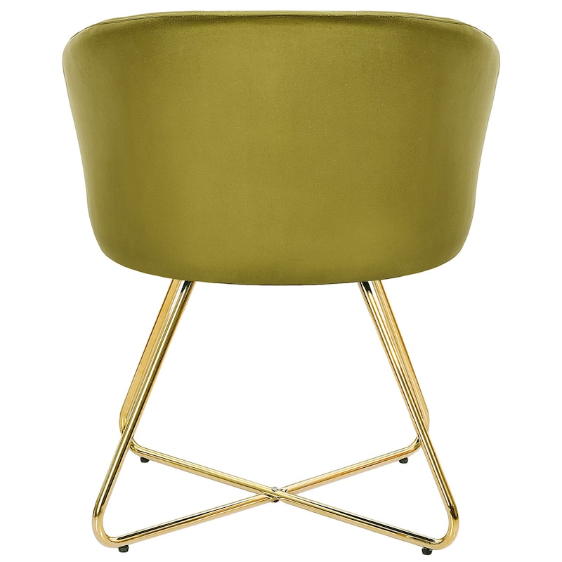 Velvet Upholstered Accent Chair, Vanity Stool, Dining Chair with Metal