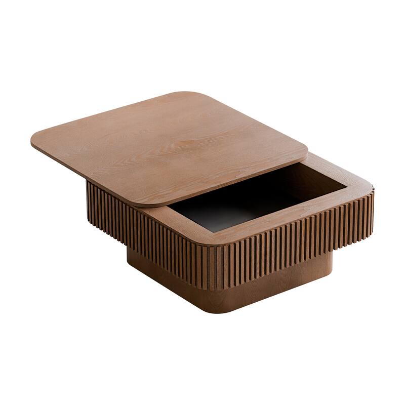 GDF Studio - Modern Wooden Veneer Square Coffee Table with Hidden Storage
