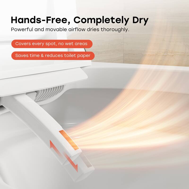 HOROW 1.0/1.28 GPF Elongated ADA Smart Bidet Toilet in White / Auto Open/Flush, Foam Shield, Blackout Flush, Pump Assisted - N/A