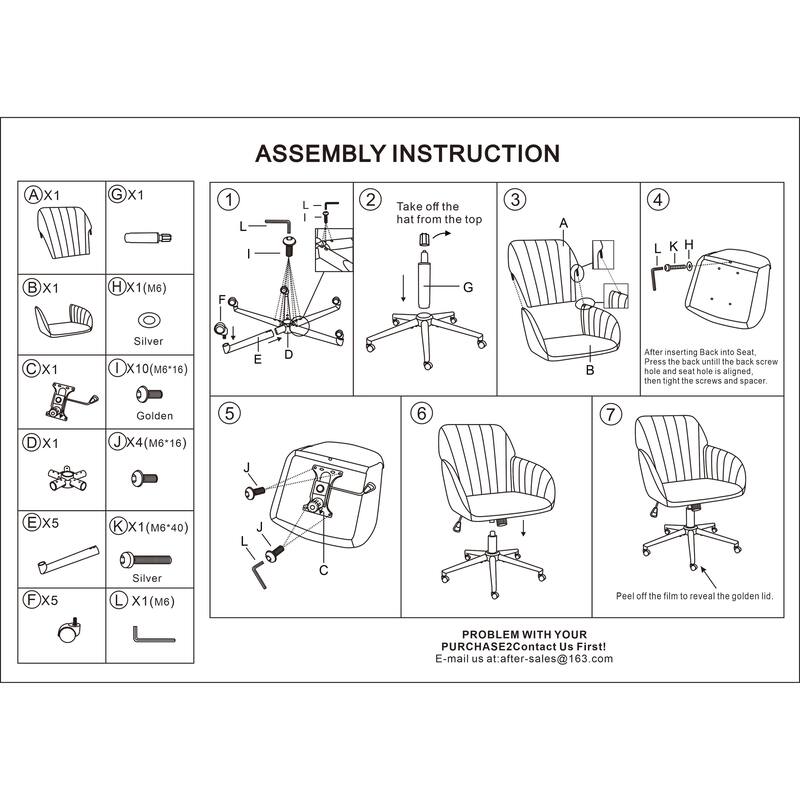 Adjustable Office Chair, Home Bedroom, Ergonomic Swivel Chair, Backrest Seat, Comfortable for Long Sitting
