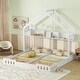 preview thumbnail 2 of 10, Wood Twin Size Platform Beds with House-shaped Design and Built-in Shelves ,Dual Bed