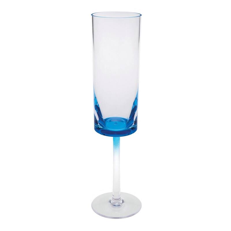 HomeRoots Set of Four Clear and Blue Acrylic Stemmed Flutes - 1.96 in. x 8.46 in. x 1.96 in.