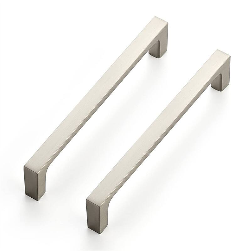 25 Pack Solid 5 Inch Kitchen Square Cabinet Handles - Satin Nickel - 8"L x 3"W - Satin Nickel