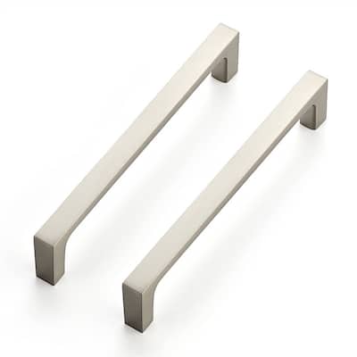 25 Pack Solid 5 Inch Kitchen Square Cabinet Handles - Satin Nickel - 8"L x 3"W