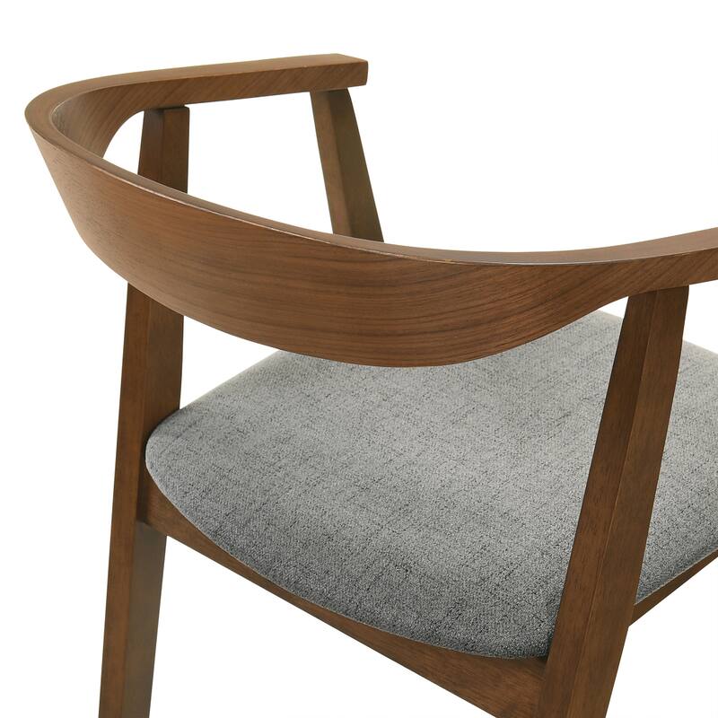 Alana Dining Chair Set of 2, Walnut Brown Wood, Charcoal Gray Fabric