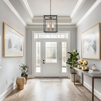 Modern Transitional 4-Light Black Brass Square Metal Glass Kitchen Pendant for Foyer - D12" x H80.5"