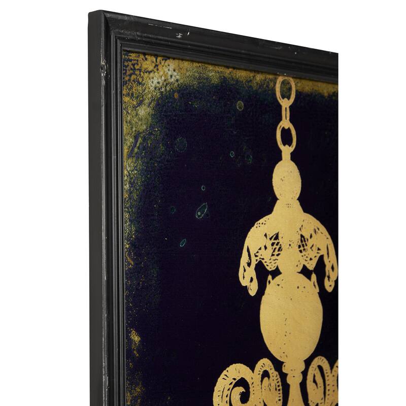 Metal Abstract Wall Decor with Chandelier Print - Set of 2 Gold - Roche River Decor