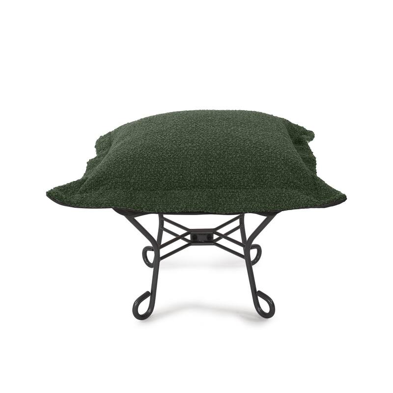 Allan Andrews Scroll Puff Ottoman with Titanium Frame & Cover, Barbet Collection