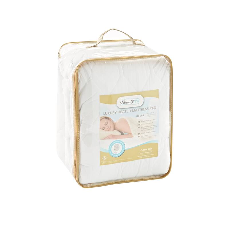 Beautyrest Cotton Blend Twin/ Twin X-Large Size Heated Electric Mattress Pad - White