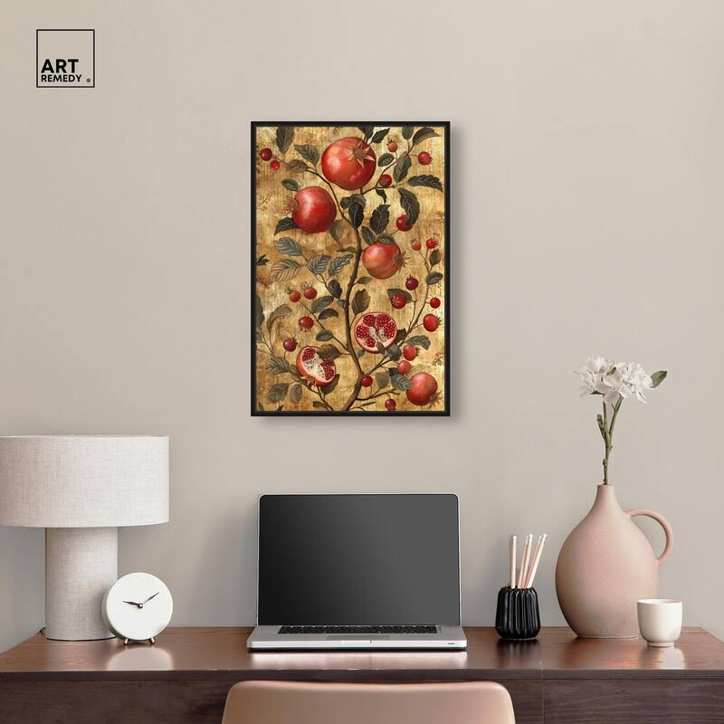 Golden Pomegranate Canvas by Art Remedy