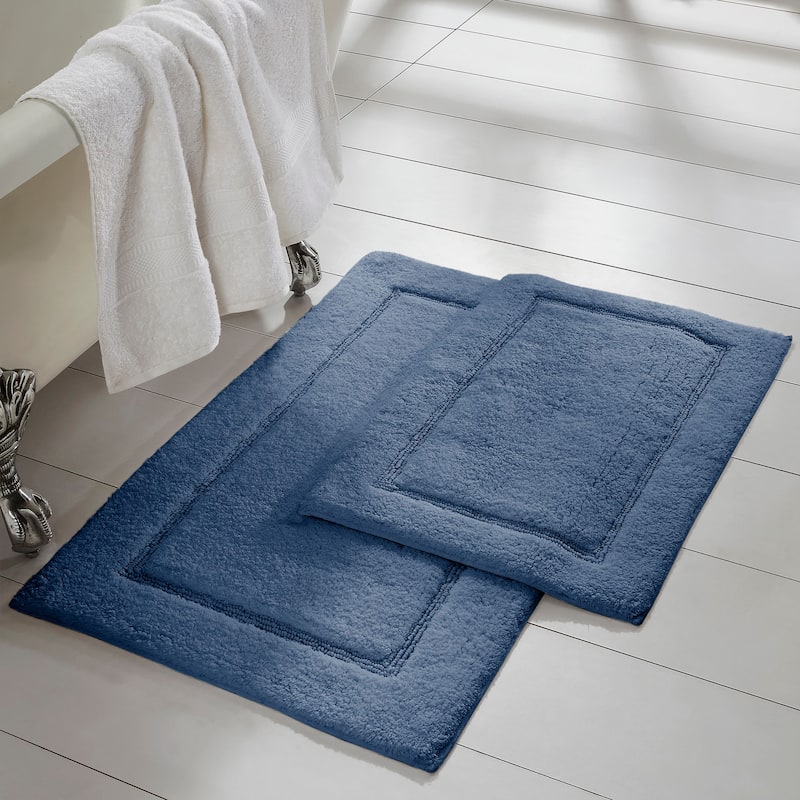 Modern Threads Solid-loop Differently Sized Bathmats (Set of 2) - Denim