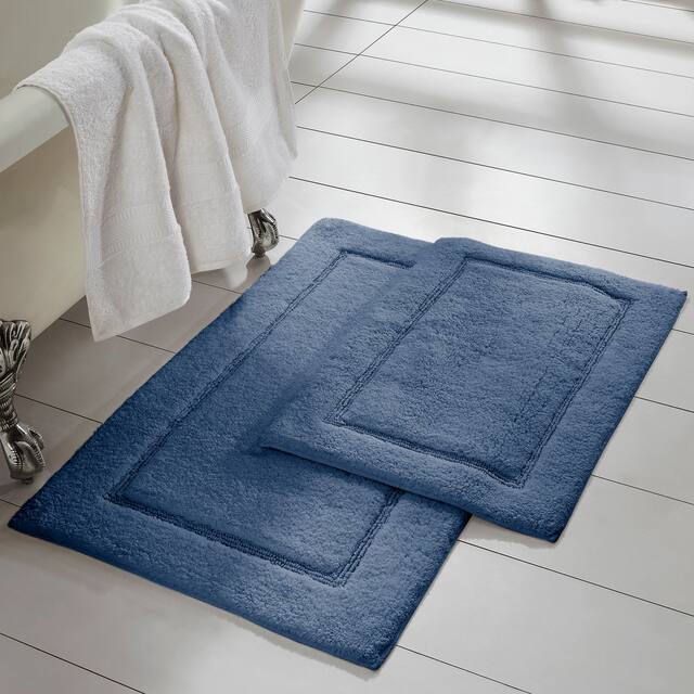 Modern Threads Solid-loop Differently Sized Bathmats (Set of 2) - Denim