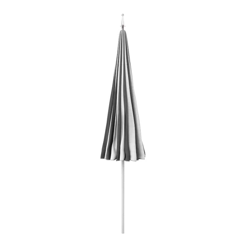 California Umbrella 8.5' Pagoda Series Patio Umbrella White Aluminum Steel Wire Ribs Push Lift Pacific Blue and Natural