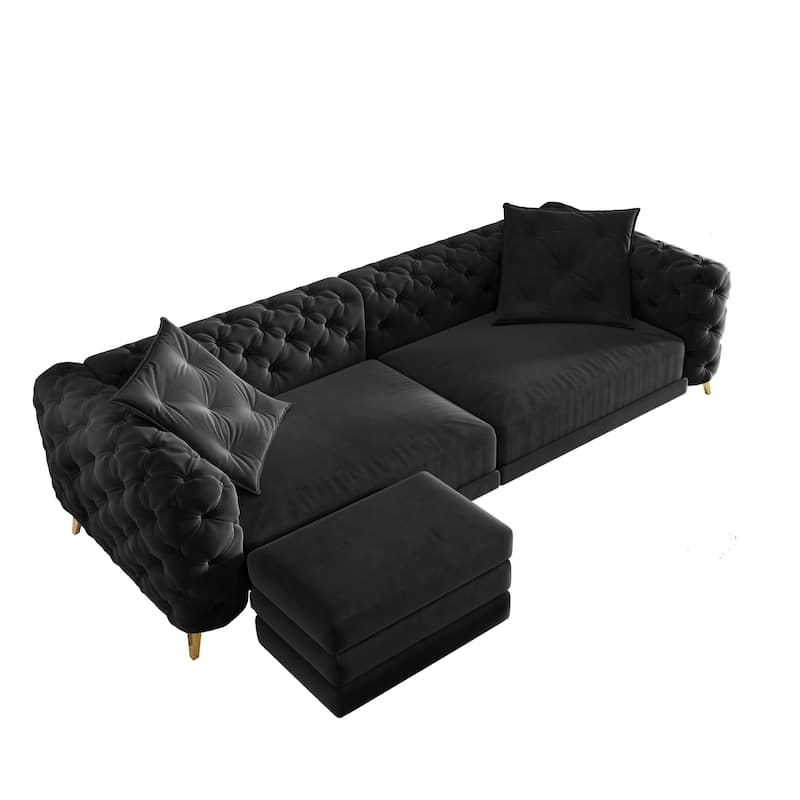 GDFStudio - Velvet 97.7" 3-in-1 Convertible Sleeper Sofa with Pull-Out Bed