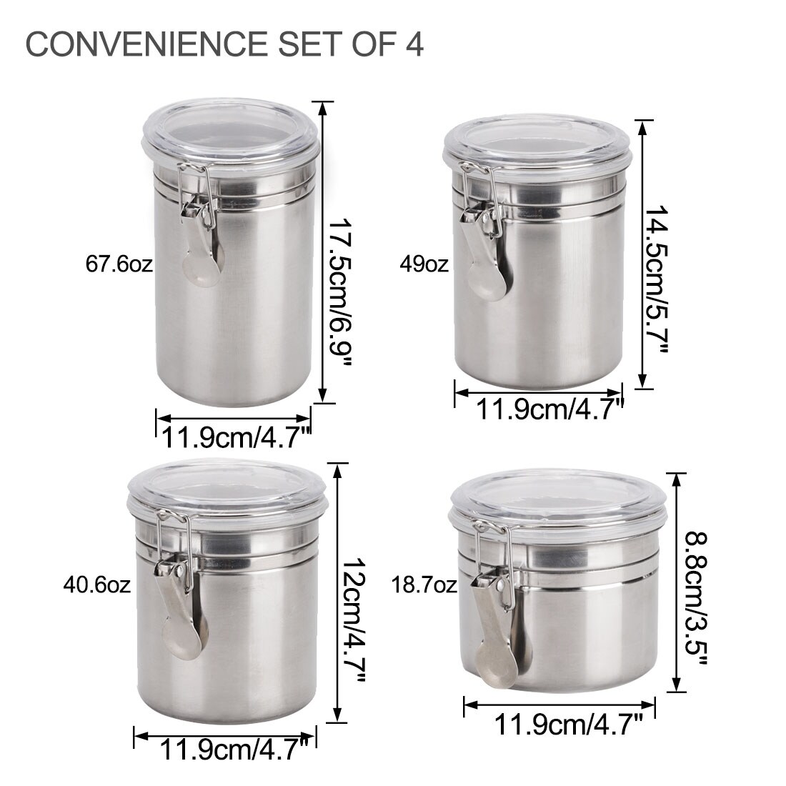 Shop 4pcs Stainless Steel Airtight Canister Set Kitchen Counter