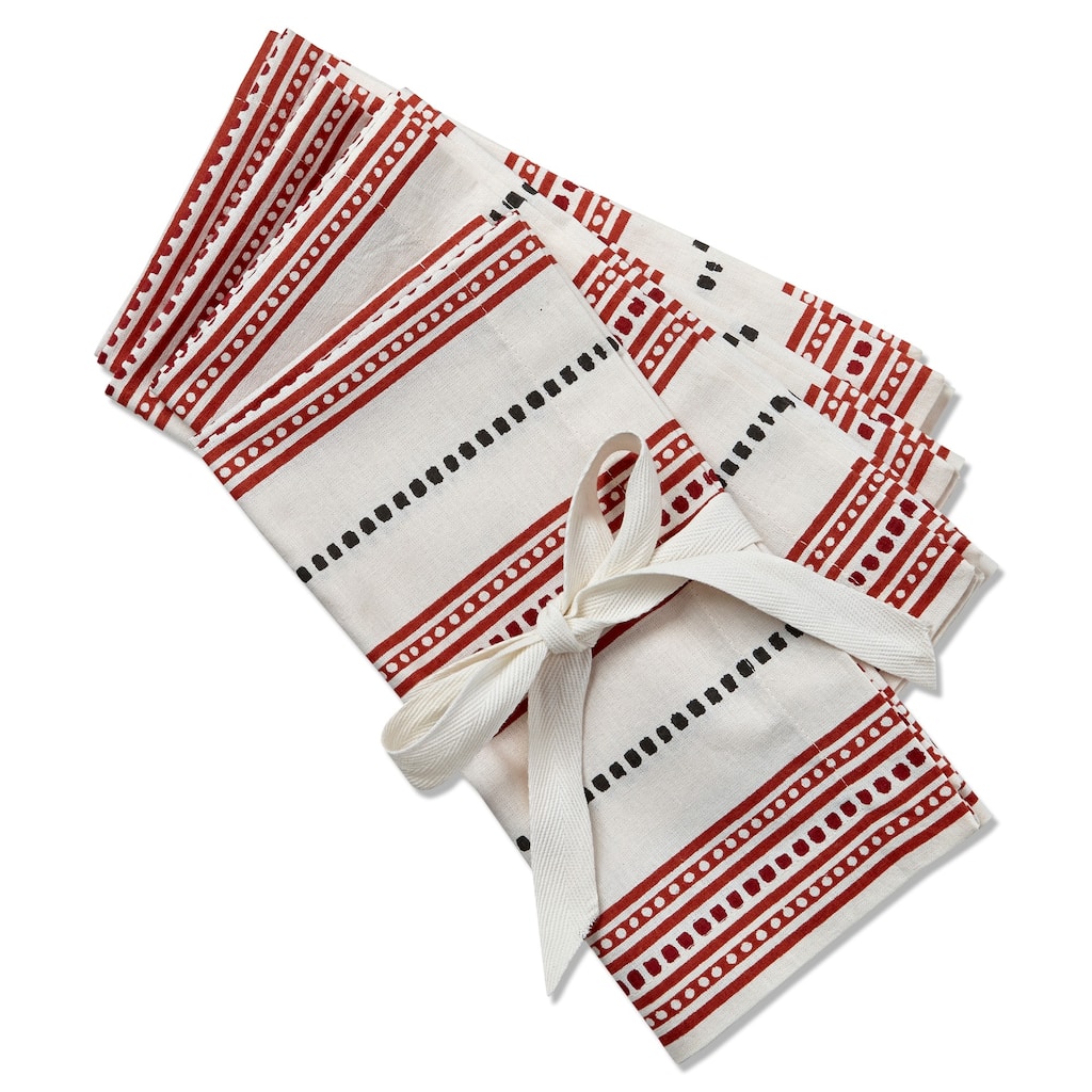 Earth Napkin Set of 4 - Multicolor Cotton Kitchen Cloth Napkins, Everyday Use, Machine Washable, 20" x 20" - 20 x 20