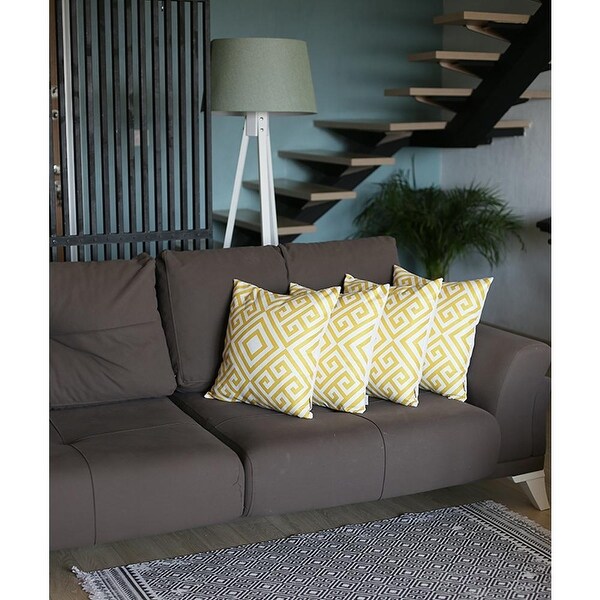 Tropical Yellow Greek Throw Pillow Cover Set of 4 On Sale