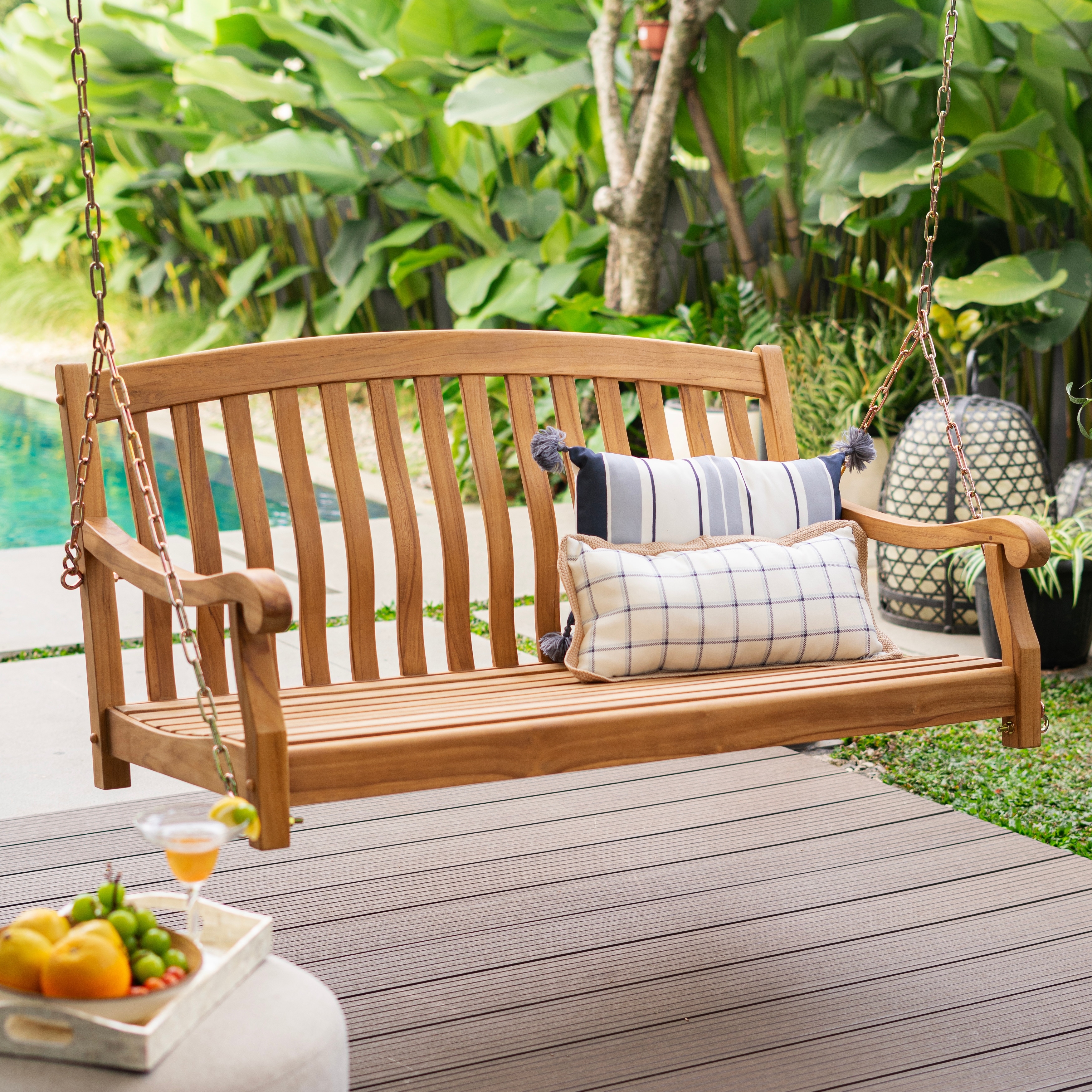 Teak swing bench outlet