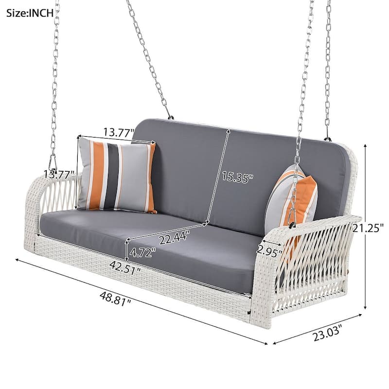 Wicker Outdoor 2-Seater Swing Daybed Porch Swing with Cushion