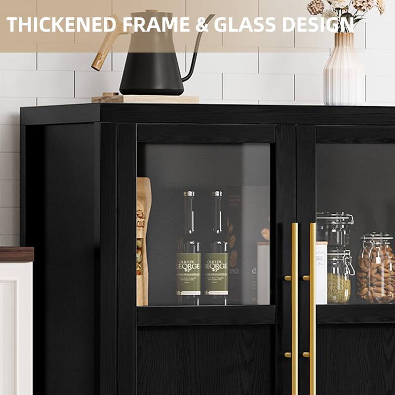 Large Buffet Cabinet with Storage, Sideboard Buffet Cabinet with Glass Doors