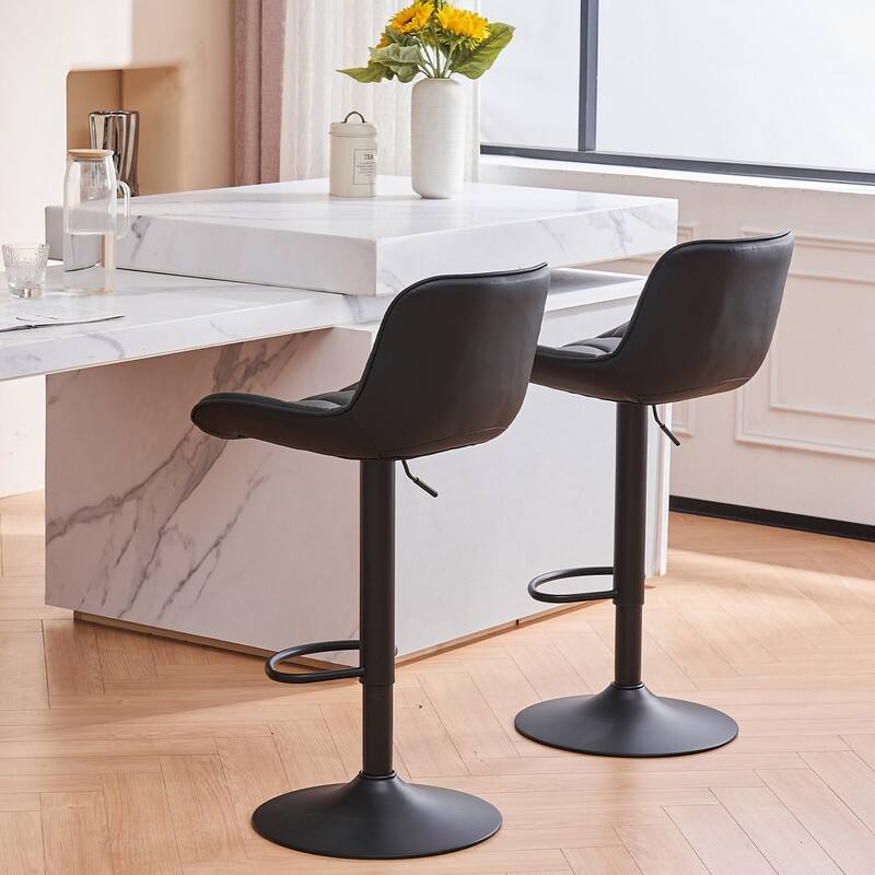 Adjustable Height Bar Stools Set of 2, Faux Leather Barstools for Kitchen Island Counter