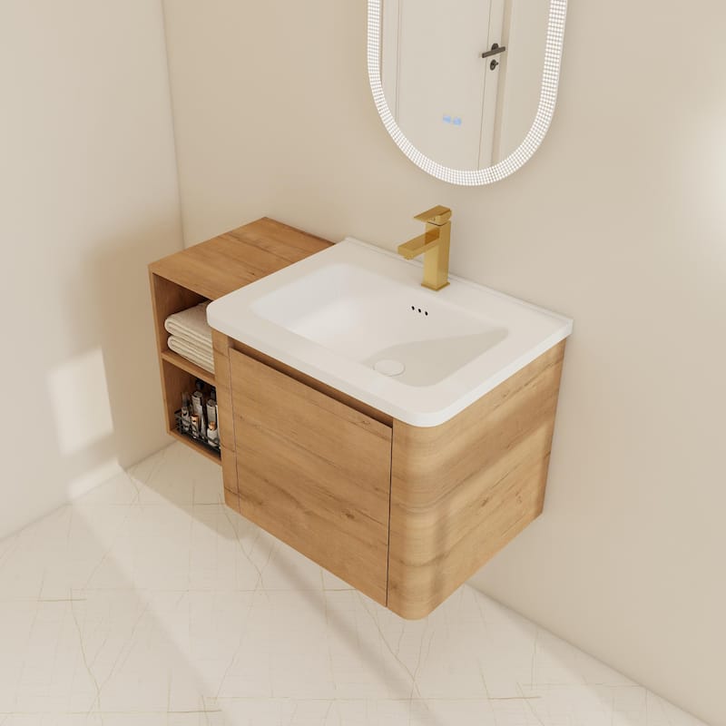 BNK 24''/28''/36''/40''/60''/68'' Bathroom Vanity With Sink, Floating Bathroom Vanity with Soft Close Doors and Shelf