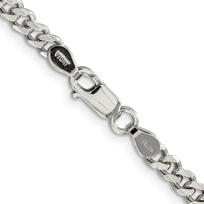 Curata 925 Sterling Silver Rhodium 4.5mm Curb Chain Necklace for Men