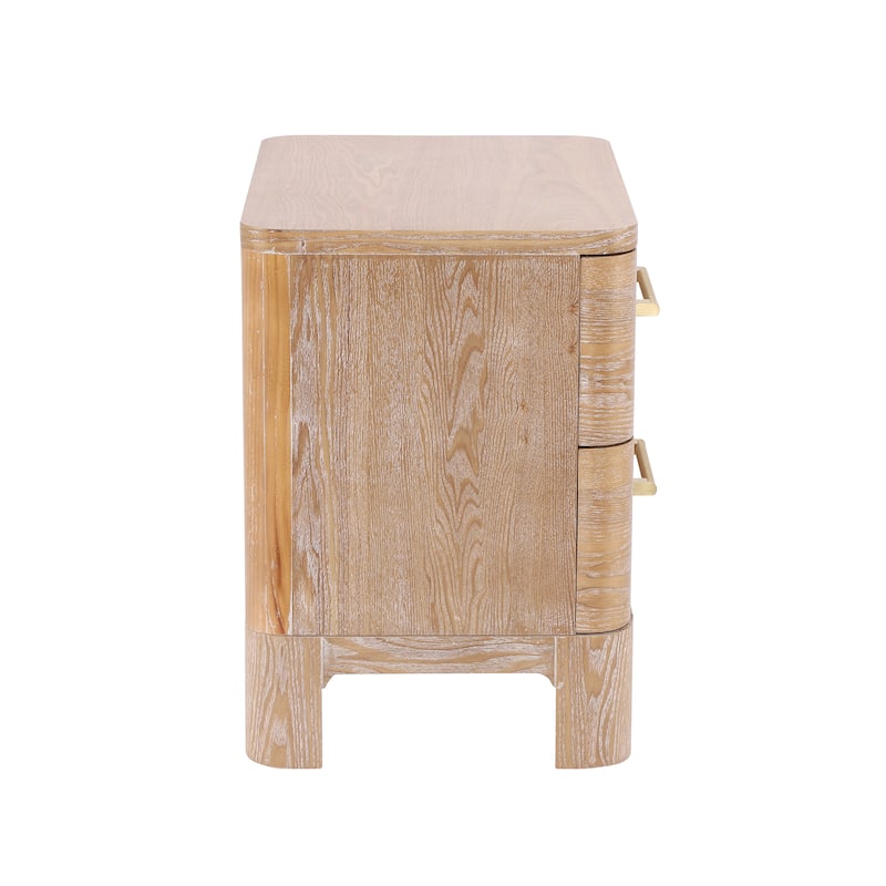 Christopher Knight Home - Modern Nightstand with 2 Drawers and Brushed Gold Handles
