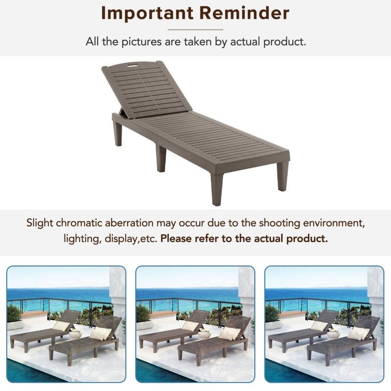 Modern 2-piece Outdoor Chaise Lounges with Adjustable Backrest (Set of 2)
