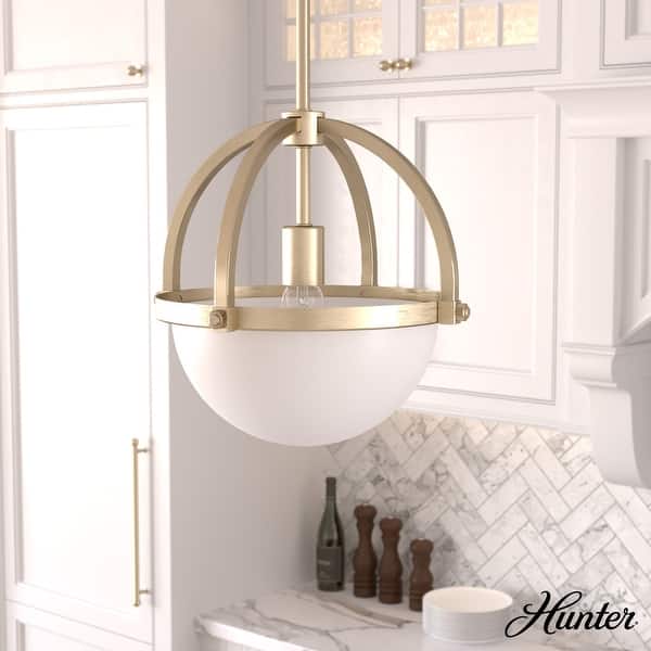 slide 2 of 9, Hunter Wedgefield 1 Light Pendant - Kitchen Island, Dining Room, Bedroom - Contemporary, Transitional Alturas Gold