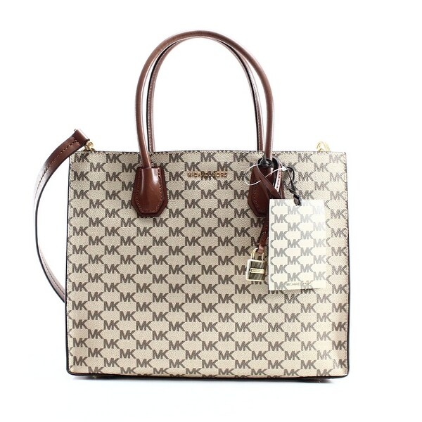 Michael Kors New Beige Canvas Signature Mercer Large Tote Bag Purse Michael Kors New Beige Canvas Signature Mercer Large Tote Bag Purse