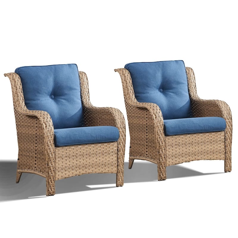 Pocassy Outdoor Patio Chairs Ottoman Table with 4 Inch Cushion