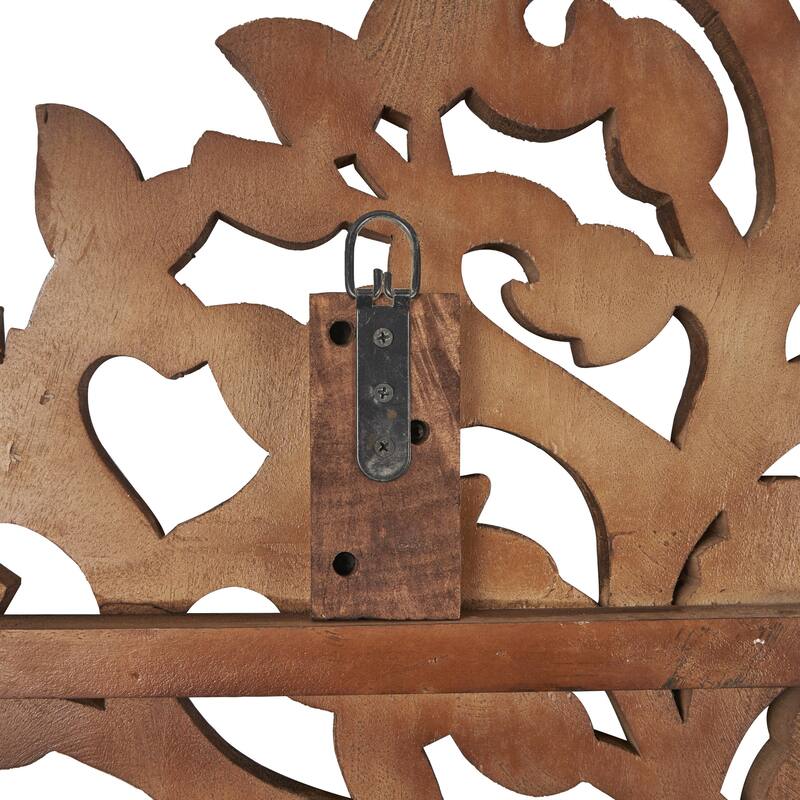 Mango Wood Tree Large Carved Home Wall Decor with Scrollwork - White or Brown - Roche River Decor
