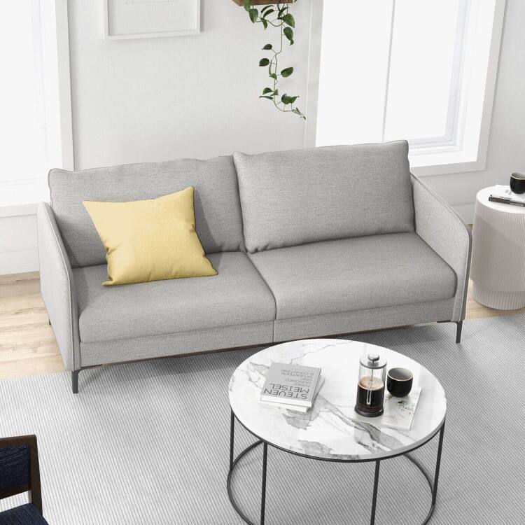 Modern 76 Inch Loveseat Sofa Couch for Apartment Dorm with Metal Legs-Grey - 31" x 75.5" x 35"