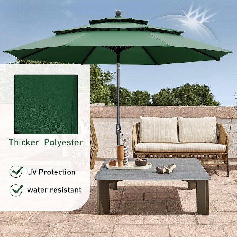 Autlaycil 10FT 3-tier Tilting Patio Umbrella With Base